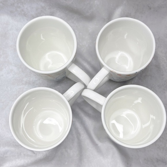 PIER 1‎ Coffee Cup Set of 4 Dolomite Floral Collection Multicolor Flowers White - Picture 5 of 13